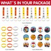HIPVVILD Fire Truck Party Favors - 72 Pcs Firefighter Birthday Party Supplies Include Gift Bag, Wristband, Button Pin, Fire Truck Toy, Keychain, Tattoo, Firefighter Party Favors for Kids Game Prizes
