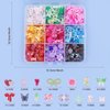 editTime 630PCS 3D Mixed Nail Art Charms Kit, Resin Camellia Rose Flower Butterfly Bow Moon Heart Star Bear Snake Hollow Pearl Big Nail Charm with Nail Charm Glue and Pickup Tools (A1-9Grids)