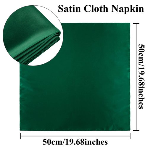 Aneco 12 Pieces Satin Napkin Square 20 x 20 Inches Dinner Napkins Weddings Party Napkin Soft Table Napkins for Romantic Weddings Party Dinner Decoration (Forest Green)