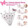 iKakocus Electric Bikini Shaver for Women 4 in 1 Trimmer, Pubic & Body & Facial Hair Remover, Painless & Safety for Body Meridian Underarm Nose Legs Hair Removal Razors, USB Rechargeable & Waterproof