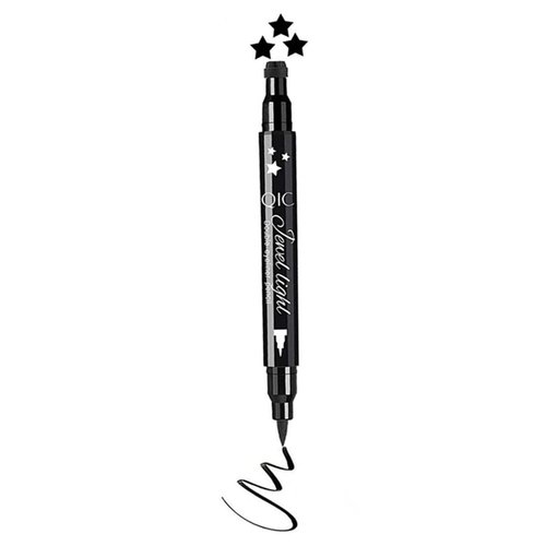 Go Ho Black Liquid Eyeliner Stamp,Star Stamp Eyeliner Makeup,Double-Side Waterproof Eyeliner Pen,Long-lasting Smudge-proof Tattoo Tools,Black Eye Liner Makeup,1 PC