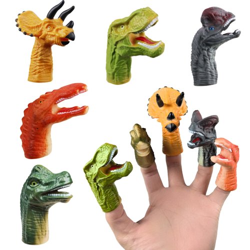 5 Pcs Dinosaur Finger Puppets Party Faovrs for Toddler and Kids 1-3 3-5 4-8, Mini Baby Finger Puppet Toys, Small Animals Finger Puppet Bulk Toys for Kids Prizes, Puppet Show Theater Props