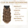 Clip in Hair Extensions for Women, 6PCS Long Wavy Curly Clip on Hair Extensions 20 Inch Honey Blonde Mixed Light Brown Synthetic Thick Hairpieces