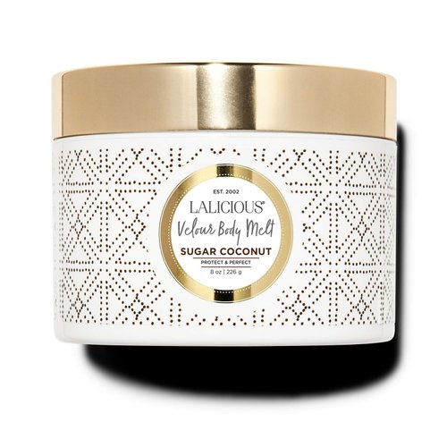LaLicious Sugar Coconut Velour Body Melt - Multitasking Gel-to-Oil Skin Moisturizer with Macadamia Oil & Coconut Oil - Shave Gel, Hair/Scalp/Hand/Foot Mask - Help Prevent Stretch Marks (8oz)