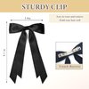 RSWETE 4PCS Hair Bows Hair Clips, Stain Bow Hair Ribbon for Women Girls French Barrette Ponytail Bow Clip Hair Accessories Elegant Cute (White & Black & Pink & Blue)