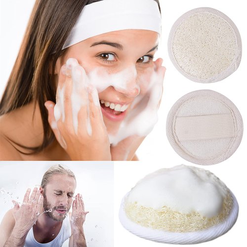 Natural Loofah Pads, Face Exfoliator Pad Scrubber Handheld Luffa Pad Sponges Suitable for Bathing, Showering, spa Facial Cleansing Available for Men and Women (2pcs)
