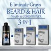 Men's Long-Lasting Black Hair Dye & Root Touch Up for Gray Coverage - 5 Minute Natural Beard & Mustache Coloring Shampoo 3-in-1