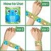 Lcnjscgo 48 PCS Frog Slap Bracelets Party Favors, Frog Wristbands Bracelets Goodie Bag Fillers for Frog Birthday Party Decorations Supplies Gifts for Kids Boys Girls Classroom Rewards