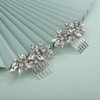 Denifery 2PCS Bridal Hair Comb Rhinestone Wedding Hair Accessories for Brides Crystal Wedding Headpiece for Bride and Bridesmaids Rhinestone Hair Accessory for Women and Girls (Silver)