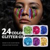 Teenitor 24 Colors Face Glitter Body Glitter Gel, Hair Glitter Gel, Glitter for Halloween Makeup, Face Makeup Glitter Gel for Face, Body, Hair