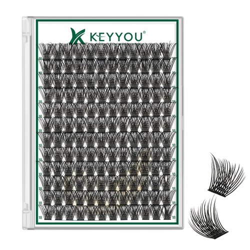 Lash Clusters 144pcs Individual Lashes D Curl 10mm Eyelash Clusters KEYYOU Air Touch Cluster Lashes Super Lightweight Soft Wispy Comfortable Easy DIY at Home(Air01-D-18mm)