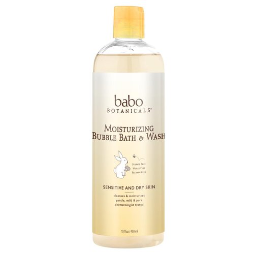 Babo Botanicals Moisturizing Plant-Based 2-in-1 Bubble Bath & Wash - with Organic Calendula & Natural Oat Milk - For Babies, Kids & Adults with Sensitive Skin - Hypoallergenic & Vegan - 15 oz