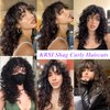 KRSI Long Curly Wigs with Wispy Bangs Dark Brown Natural Shag Curly Haircuts Synthetic Hair Wigs for Black Women Daily Party Use (Dark Brown) Christmas gifts