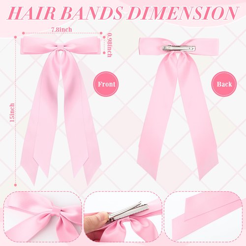 Mimorou 25 Pcs Silky Satin Hair Bows Bulk Hair Clips Bow Knot Hair Ribbon Hair Bow with Long Tails Hair Barrettes Hair Pins Ponytail Holder Accessories for Women