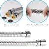 Hibbent All Metal Shower Hose 90 inch (7.5 ft) Bathroom Handheld Shower Head Hose 2.3 meters Extension Replacement Part with Brass Fittings Made of Stainless Steel -Polished Chrome Finish