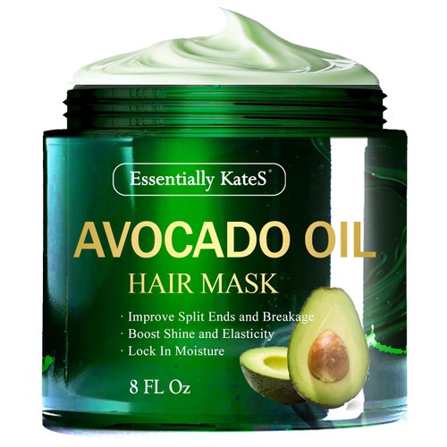 Essentially KateS Avocado Oil Hair Mask 8 Fl Oz - 100% Pure Avocado Oil, Intensive Conditioning Treatment, Texture Styling, Protective Mask, Natural Ingredients