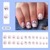 Short Square Press on Nails Blue Gradient Flower Fake Nails Glossy Artificial False Nails Reusable Stick on Nails Full Cover Glue on Nails Natural Acrylic Nails for Women