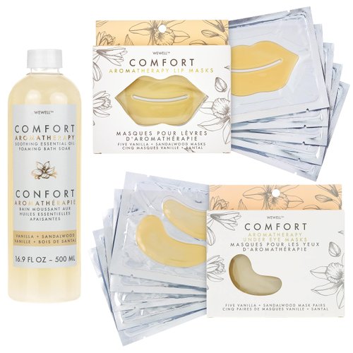 Jean Pierre Cosmetics Beauty COMFORT Soothing Vanilla Kit, Skincare Kit, Aromatherapy Gifts, Beauty Kit, Spa Gift, Spa Kit for Women, Comfort Spa Set, Home Spa Kits, Gifts for Women (3 Piece Set)