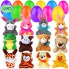 CAMIRUS 12PCS Easter Eggs Filled with Mini Plush Animal Toys, Cute Stuffed Animals Plush Keychain for Kids Easter Party Favors, Easter Basket Stuffers/Fillers, Egg Hunt