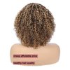 LYOLKSER wigs human hair 200 density short curly human hair wig with bangs 100% human hair no lace human hair wigs for women 12 inch highlight P4/27,for mom,for birthday,for travel.