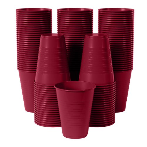 Exquisite 12 oz Burgundy Plastic Cups For Party 50 Pack | Burgundy Disposable Cups | Party Cups Disposable | Plastic Party Cups Burgundy | 12 oz Plastic Cups Disposable | Plastic Drinking Cups