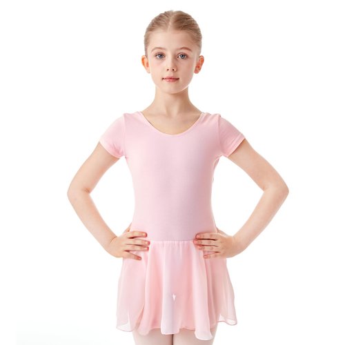 HiDance Girls' Ballet Dress Leotards, Ballerina Dance Dress Ballet Leotards with Skirt (Style 4-Ballet Pink, 4-5 Years)