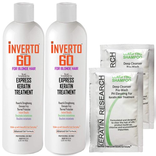 INVERTO REVOLUTION Keratin Treatment for Blonde Hair 2x120ml Specifically Designed for blonde and Light Colored Hair Formaldehyde Free