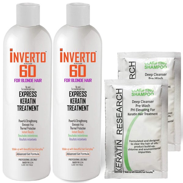 INVERTO REVOLUTION Keratin Treatment for Blonde Hair 2x120ml Specifically Designed for blonde and Light Colored Hair Formaldehyde Free