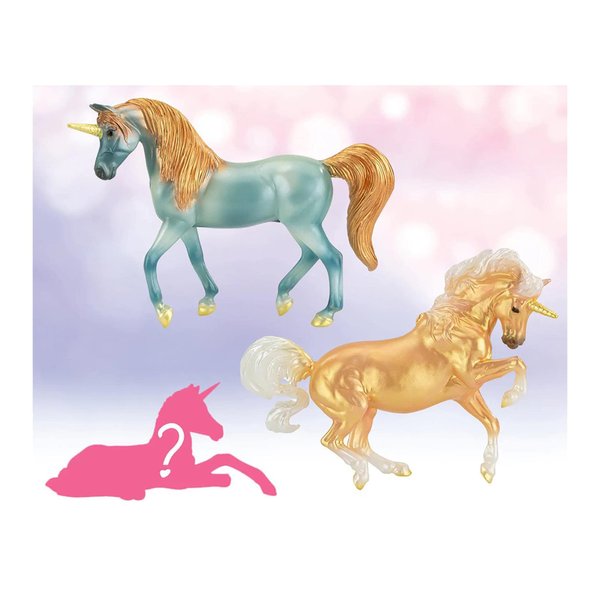 Breyer Horses Stablemates Mystery Unicorn Foal Surprise | Open and Find The Surprise Foal | 3 Unicorn Set | Horse Toy | Horse Figurines | 3.75" x 2.5" | 1:32 Scale | Model #6121