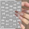White Lace Bow Nail Stickers for Nail Art Supplies Cute Nail Bows Ribbon Rhinestones Nail Decor Nail Art Stickers Crystal Diamond Bowknot Ribbons Nail Design Stickers Nail Decals Nail Accessories