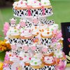 Gyufise 36Pcs Cow Cupcake Toppers Farm Animal Happy Birthday Cupcake Decorations for Cow Farm Animal Zoo Themed Kids Boy Girl Birthday Party Supplies Three Layers Party Decor
