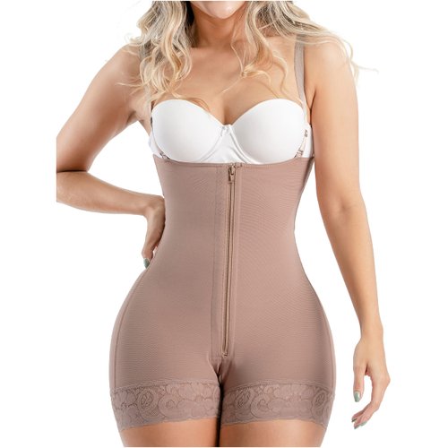 Sonryse 095ZF Posparto Fajas Colombianas Reductoras y Moldeadoras Colombian Post Surgery Shapewear for Women Tummy Control Butt Lifter Cocoa XS