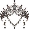 Hicarer 3 Pieces Baroque Queen Crown Set, Tiara Earrings Necklace Crystal Headband Tiaras and Crowns for Women Bridal Wedding Jewelry Halloween Prom Birthday Party Hair Costume Accessories (Black)