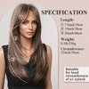 EMMOR Brown Wigs for Women,Long Layered Wigs with Curtain Bangs Heat Resistant Synthetic Fibre Wigs(Brown with Grey Highlight)