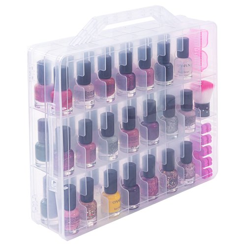 DreamGenius Gel Nail Polish Organizer Case for 48 Bottles, Double Side Holder with Adjustable Div...