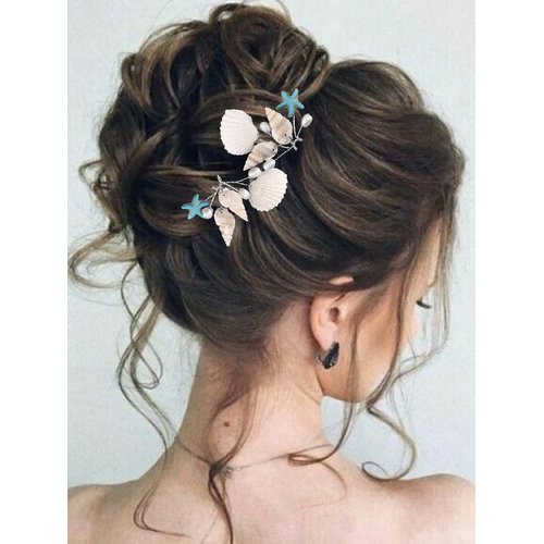Brishow Beach Wedding Hair Pins Shell Bridal Hair Clips Starfish Bride Hair Accessories Sea Party Costume Hair Piece for Women and Girls