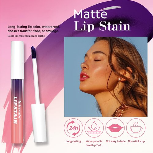 Pakivs 3 Pcs Peel Off Lip Stain Lip Tint Set,Long-Lasting Peel Off Matte Lip Gloss,Matte Liquid Lipstick Nude Lip Gloss Waterproof Lip Stain Non-stick Cup Peel Off Lipstick Lip Makeup for Women