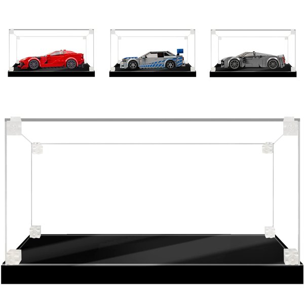 ICUANUTY Acrylic Display Case for Lego Speed Champions Car ,Clear Display Box Dustproof Acrylic Case with Black Base,Size:8.66×4.33×3.15 in(NOT Included The Model)