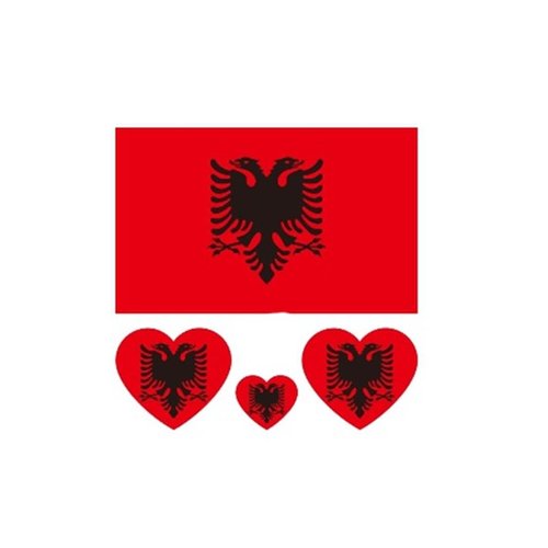 ZPDNURZL 10 Sheets Albania Flag Tattoos Stickers 40 Pcs Waterproof Sweat Sports National Flag Removable Fake Tattoos