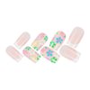 24 Pcs Acrylic Press on Nails Short, Glue on Nails for Women, Fake Nails with Glue (Pink Flower French)