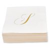 Gift Boutique 100 Gold Monogram Cocktail Napkins Letter S Disposable Paper Pack Elegant Metallic Golden Foil Hand Napkin for Powder Room Wedding Holiday Birthday Party Baby Shower Decorative Towels