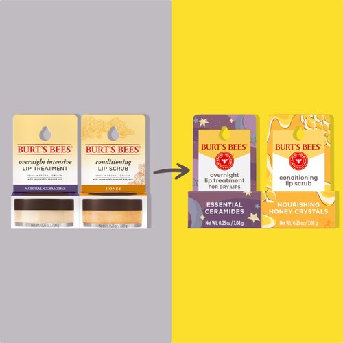 Burt's Bees Overnight Lip Sleeping Mask Stocking Stuffers, Exfoliating Scrub Restores, Hydrates & Smooths Lips to Reduce Fine Lines, Ceramide Infused Formula, Passionfruit + Ultra Conditioning(2-Pack)