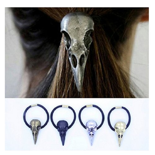 Wendingstan skulls Women Girls Hair Tie Rope Rubber Bands Elastic Ponytail Holders Pack of 4 (Black+Golden+Silver+Bronze)