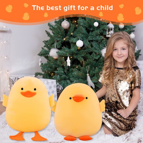 DEYI Plush Duck Stuffed Animal Soft Toys Yellow Duckling Stuff,Gifts for Friends and Children Christmas,Cute Yellow Throw Pillow (Short-Legged Yellow Duck,15.7in)