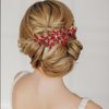 Red Wedding Crystal Hair Comb Elegant Bridal Wedding Hair Piece Teardrop Crystal Rhinestone Hair Accessories for Women Prom Party Photography
