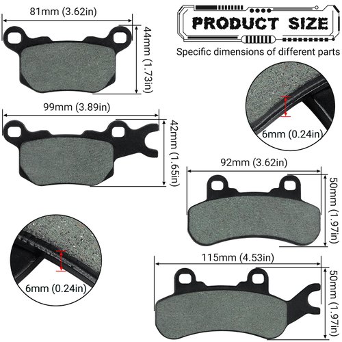 LOCOPOW Front & Rear Brake Pads for Can Am Defender Traxter HD10 1000 HD8 800 HD9 HD7 HD5 XMR DPS XT XTP 2016 2017 2018 2019 2020 2021 2022 2023