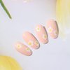 YoYoee 24 PCS Nude Short Press on Nails Cute Almond False Nails Acrylic Daisy Fake Nails Full Cover Nails Tips Artificial Finger Manicure for Women and Girls