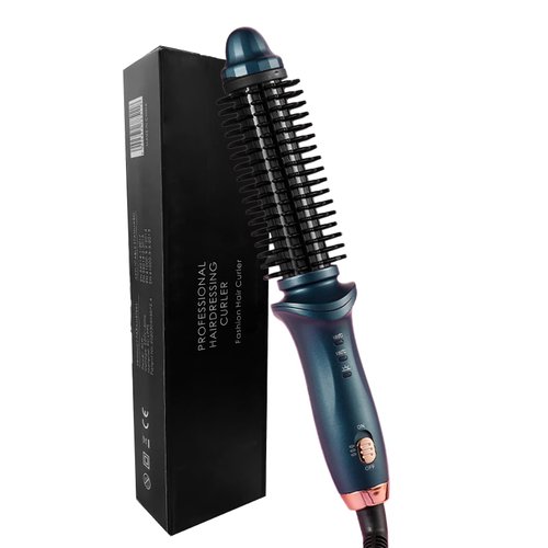 COREXPOWER Heated Curling Brush Curling Iron Volumizing Hot Brush Creates Root Curls and Loose Curls, Curly Waves Fully Automatic Curling Wand (Blue)