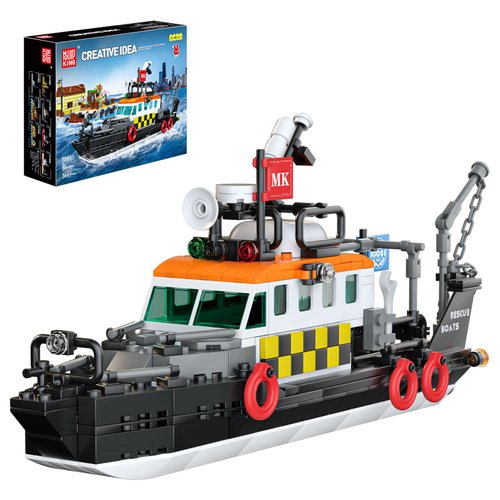 Mould King Building Sets 10081 City Rescue Boats and Ships Building Blocks, Multi-Fucntional Fishing Baots City Rescue Ship Sets, Building Kit Toy Mini Boat Sets for Adults Kids 8+(364PC)