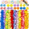 Moon Boat 60PCS Hawaiian Luau Leis Party Decorations Supplies Set - Tropical Tiki Flowers Necklaces + Bracelets + Hair Clips Bulk Summer Pool Birthday Decor Favors
